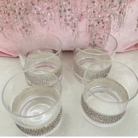 Set of 4 Crystal Silver Double Old Fashioned Glasses - Picture 5 of 8